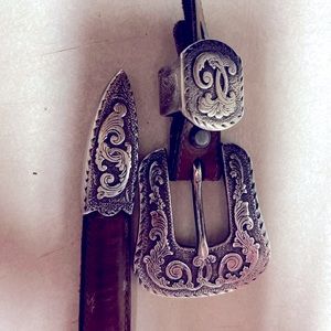 Justin genuine cow hide leather belt with real Silver buckle